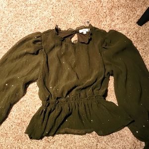 3/$30 NWT green blouse with keyhole back